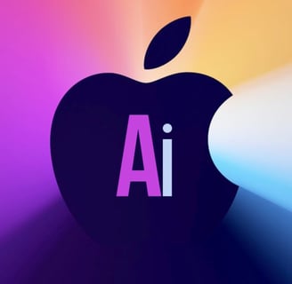 a logo of an apple logo on a colorful background