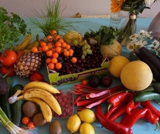 A selection of fruits and vegetables