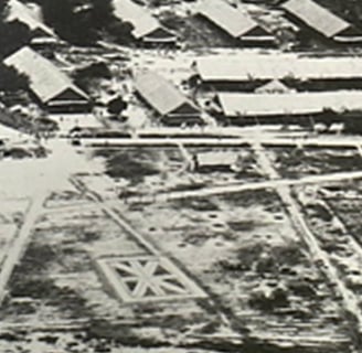Kanchanaburi WW2 Areal Photo of POW Camp 1944. Shows the POW camps that was bombed several times