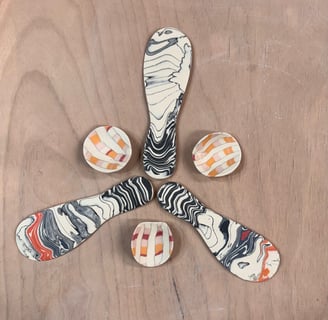 Porcelain Nerikomi knives and scoops