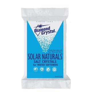 An example of a bag of water softener salt crystals, which we deliver.