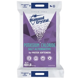 An example of a bag of potassium chloride water softeners, an unusual type which we don't deliver.
