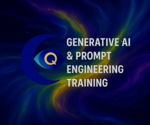 Generative AI and Prompt Engineering Training promo image with flowing color streams in outer space
