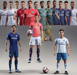 A retail store showcases clothing and sportswear on mannequins and hangers, with large vibrant posters featuring children in sports attire above. The interior displays bright garments and accessories on shelves and racks.