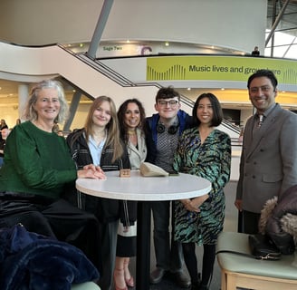 Helen Spooner, Tamiko Dooley, Jack McMinn and Helen Hunt after The Piano final concert