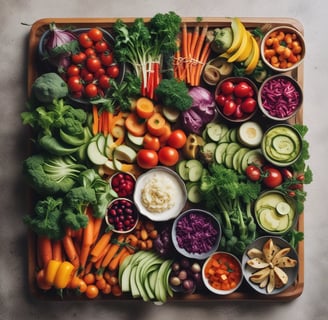An assortment of meal prep containers with a variety of foods including grilled chicken with a lemon slice, zucchini noodles, and a dish with sauce over greens. Surrounding these are ingredients like fresh Swiss chard, a red onion, eggs in a carton, garlic cloves, and a small bowl of olive oil with a sprig of rosemary.