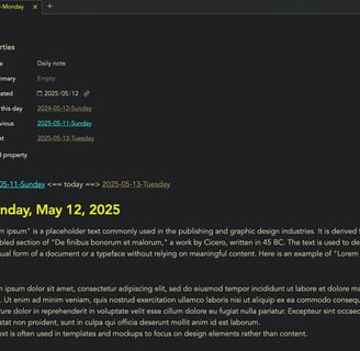 Daily note with prev/next day navigation