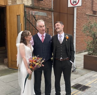 David Allbutt Celebrant with Couple After Their Wedding Ceremony