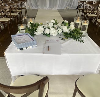 Beginning of Wedding Ceremony With Script and Certificate on a Table