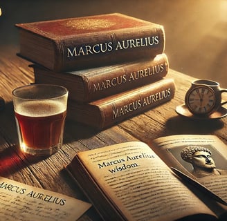 Old table with open philosophy books, handwritten notes, and soft lighting, symbolizing deep thought and pursuit of wisdom.