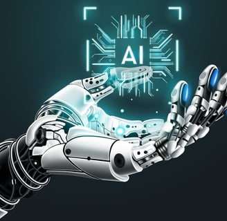 Mano robotica sosteniendo un chip de IA