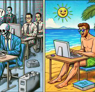 Showing office work vs remote work