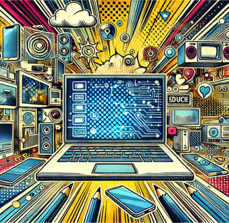 illustration of a futuristic digital interface with interconnected devices