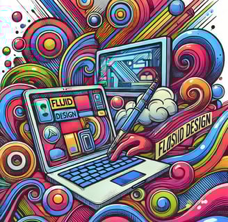depicting fluid design in digital interfaces, showing seamless interaction