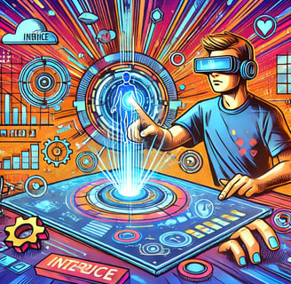 person engaging with a holographic display
