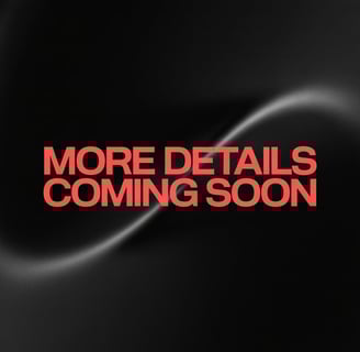 a black and white photo of a black and red text that says more details coming