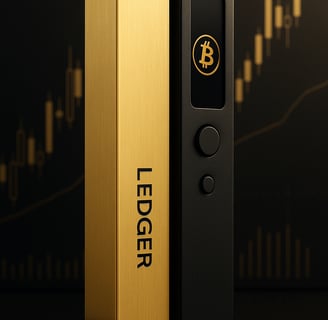 a gold and black device with a gold and black background
