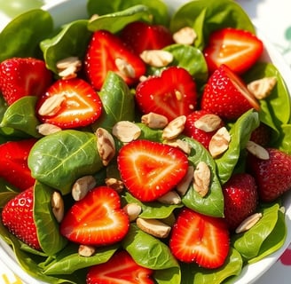 a bowl of strawberries and nuts on a table