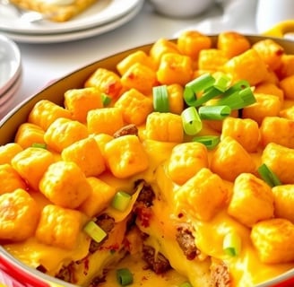 a casserole dish with cheeseburger cheeseburger