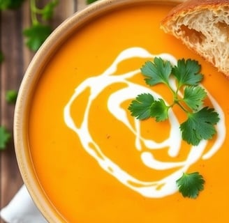 a bowl of soup with a piece of bread on top of it