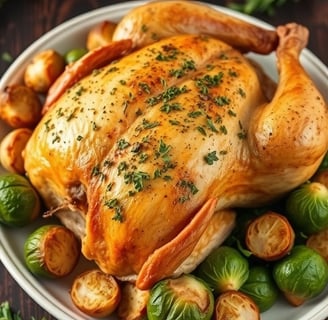 a chicken breasty roasting chicken with potatoes and potatoes