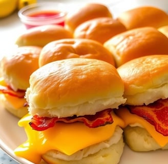 a plate of sandwiches with cheeseburger sandwiches