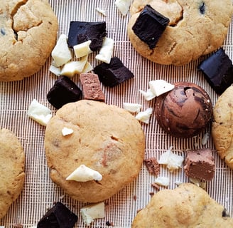 Choco Overload cookie styled with chocolate chunks