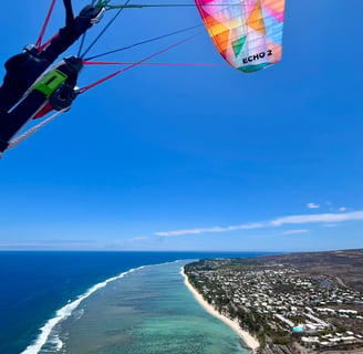 a person parasailing over a body of water