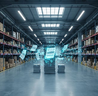 Warehouse worker scanning documents using a digital document management system