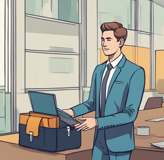 a man in a suit and tie is holding a briefcase