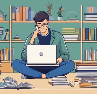 a man sitting on a the floor with a laptop computer