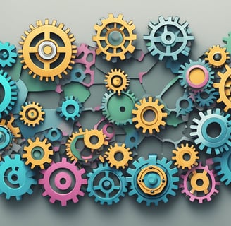 a bunch of colorful gearsets with gears on them