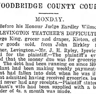 A Levington Thatcher's Difficulties - The Ipswich Journal - Fri, 28 January 1898