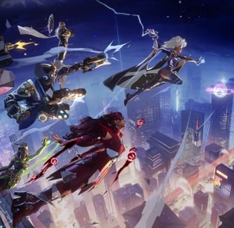 group of people in a city with a sky view of a city
