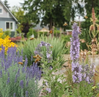 bees polinating flowers