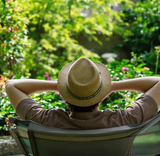 Guy Sitting in Garden