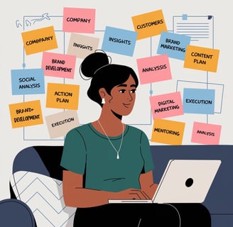 Illustration of a woman sitting working 