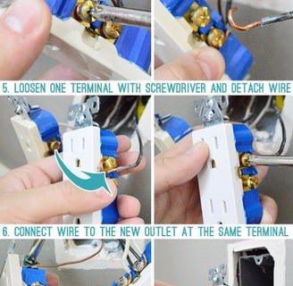 a series of photos of a bunch of electrical outlets