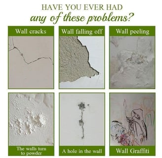 a poster with a picture of a wall that has been damaged