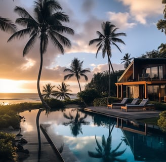 a house with a pool with a view of the ocean