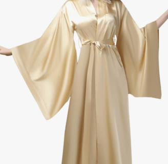 BATHGOWN Women's Silk Kimono Long Robe Satin Bridesmaid Wedding Sleepwear Beach Blouses Bikini Cover