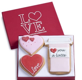 Valentines Day Cookies Gift Basket, Hand Decorated Vanilla Sugar Cookie Greeting Card,