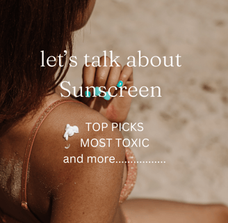a woman with a sunburn on her back and a message that says let 's talk sunscreen