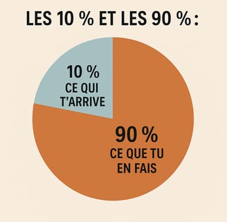 le principe 90/10 avec un graphique en camembert : 10% ce qui t'arrive, 90% ce que tu en fais