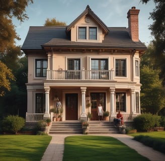 Two platform structures with stairs are positioned side by side. One platform is orange with an orange and purple 'Tezos' symbol on top, while the other is green with a blue and orange 'Bitcoin' symbol. The platforms are set on a blue and mustard yellow background, and there is a large circular arch in the backdrop.