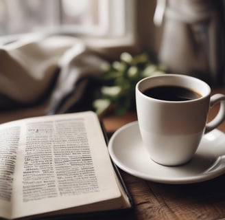 A family stands together in a rustic village setting with stone walls and houses. The scene is framed by vibrant purple flowers, adding a splash of color. The family consists of two adults and a child, all dressed in light, casual clothing, and they appear happy and relaxed.