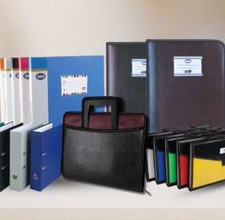 a collection of office folders and folders