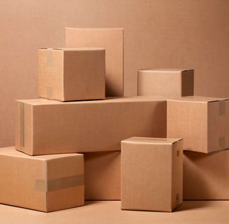 a bunch of boxes of boxes on a table