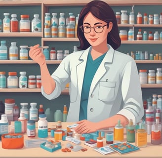 Hands are handling a weekly medication organizer placed on a wooden table. The organizer has compartments labeled with days of the week, and the colors of the compartments vary from purple to blue.
