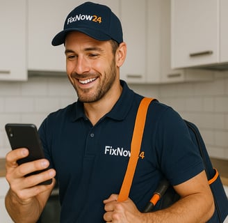 Ouvrier FixNow24 qui reçoit une intervention via l'application mobile